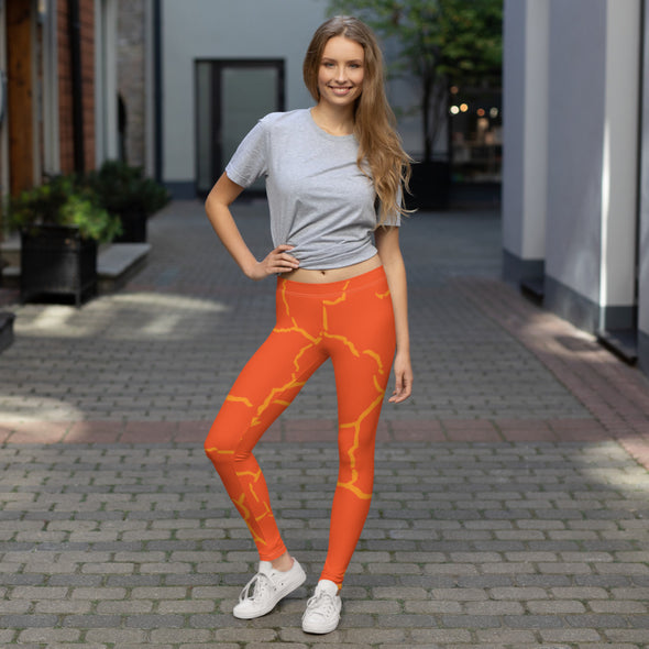 orangle crackle leggings
