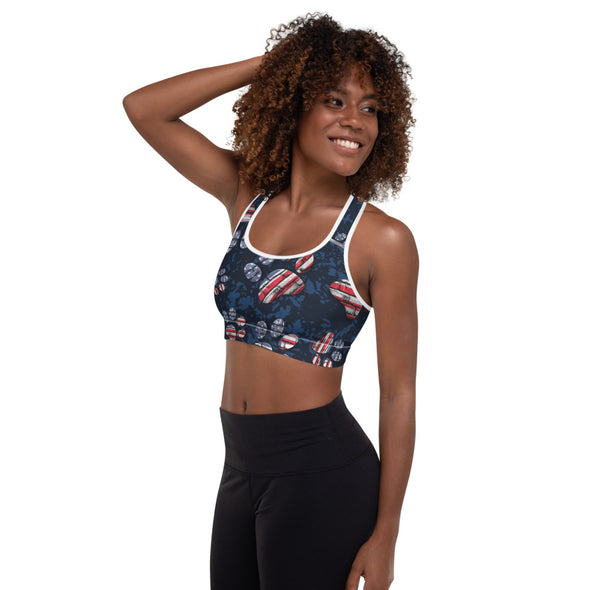 patriotic american flag padded sports bra
