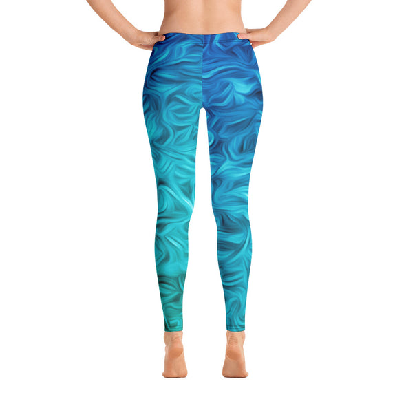 blue abstract leggings