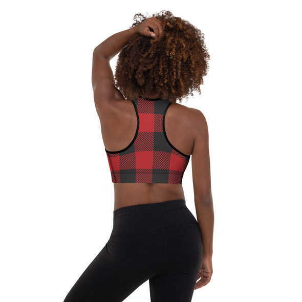 buffalo plaid padded sports bra