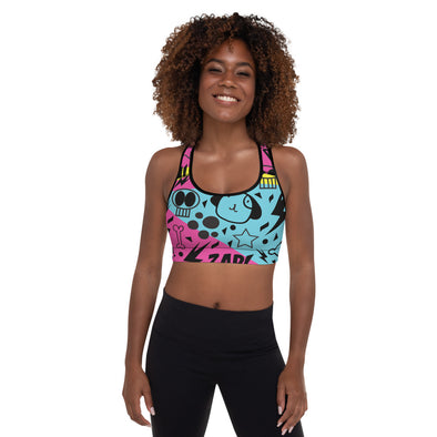 graffiti padded sports bra