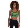 green abstract padded sports bra