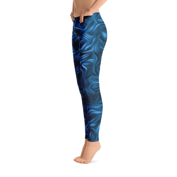 blue abstract leggings