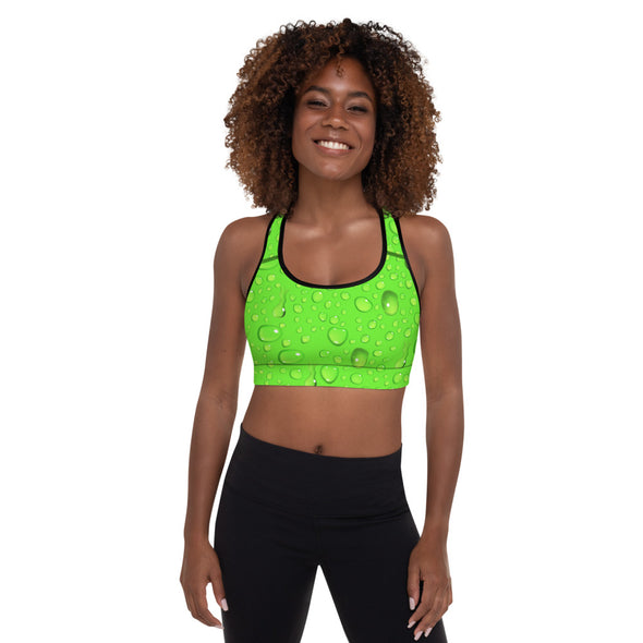lime green padded sports bra