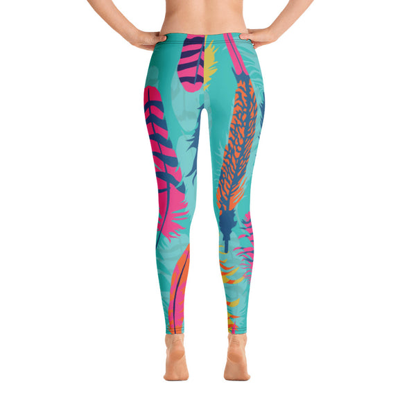 feather pattern leggings