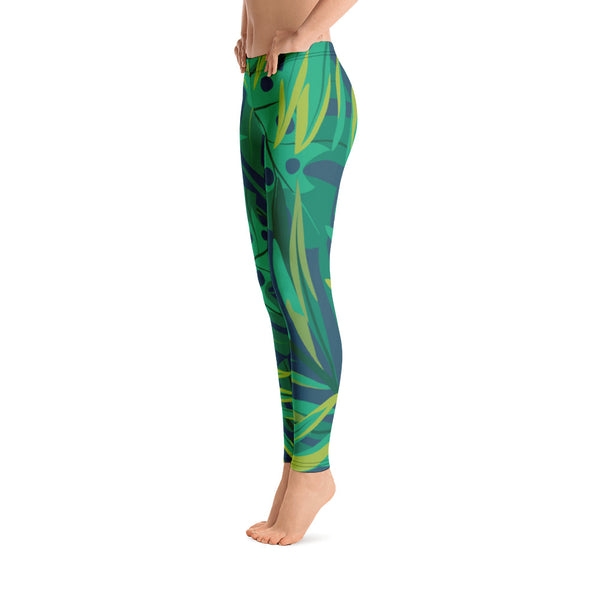 tropical green leggings
