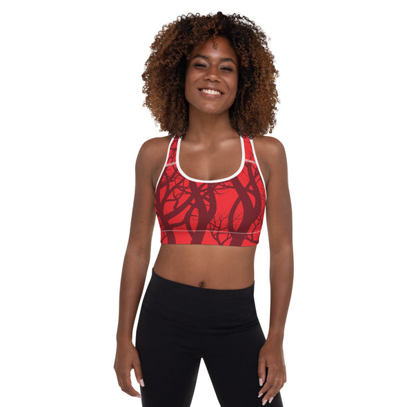 cherry bomb red padded sports bra