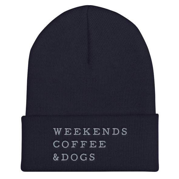 weekends-coffee-dogs-cuffed-beanie