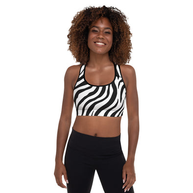 zebra print padded sports bra