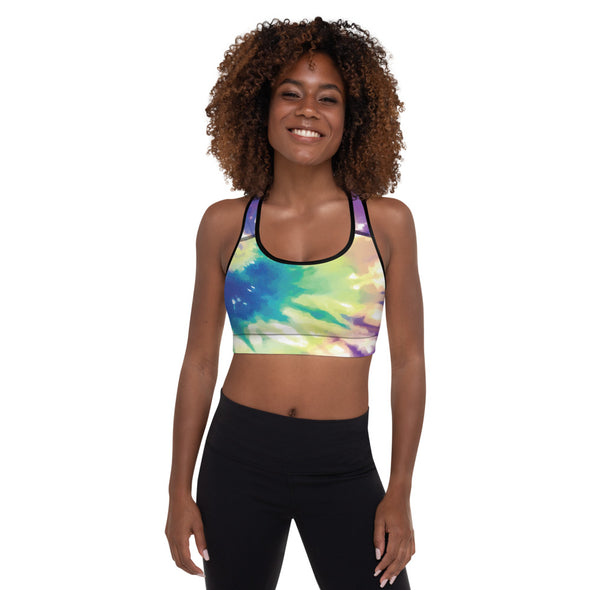 tie dye padded sports bra
