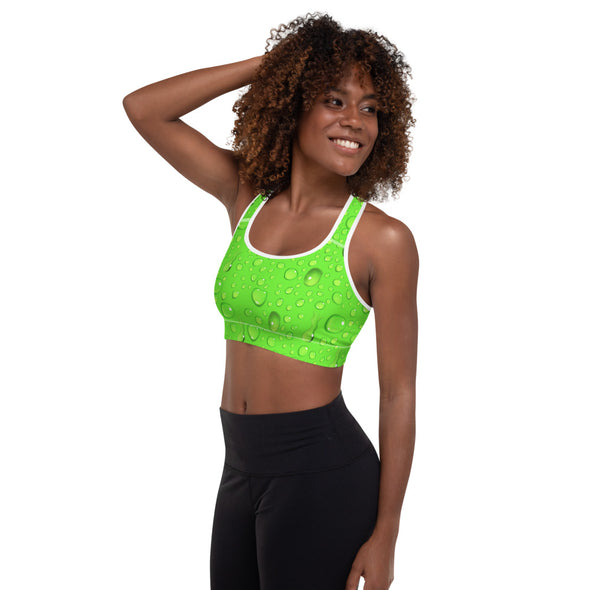 lime green padded sports bra