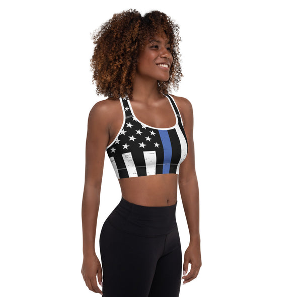 thin blue line padded sports bra