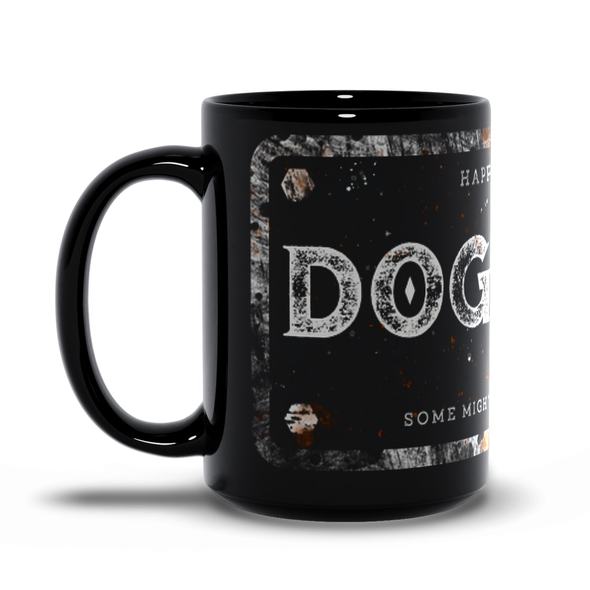 dog dad black coffee mug