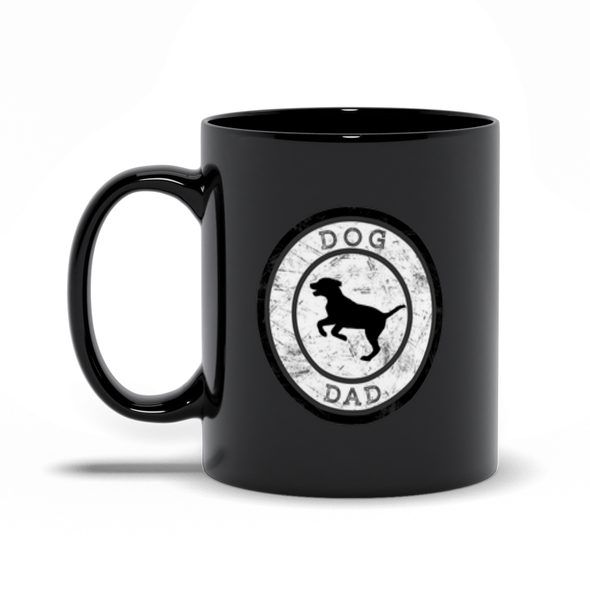 dog dad black coffee mug