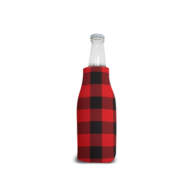 Bottle Koozie W/Zipper Buffalo Plaid