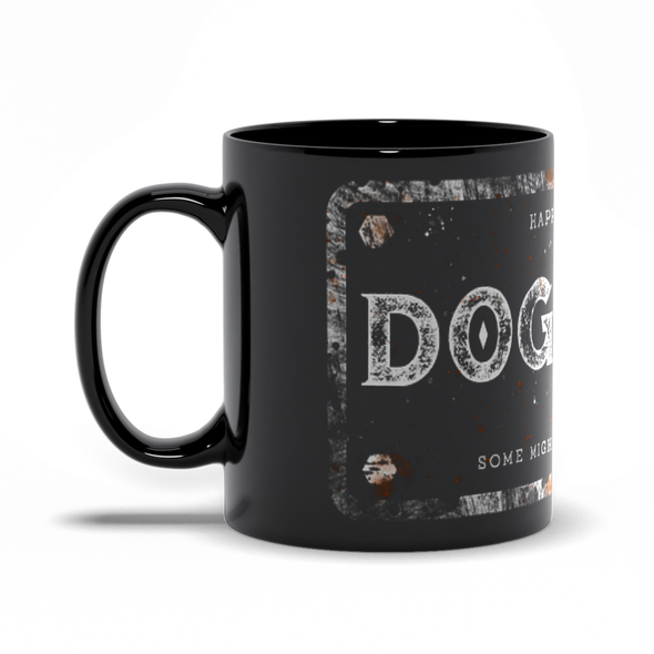 dog dad black coffee mug