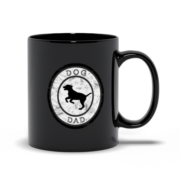 dog dad black coffee mug