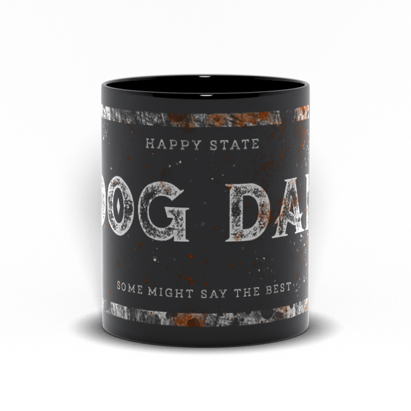 dog dad black coffee mug